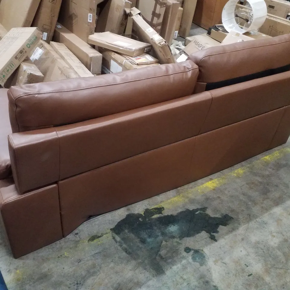 DESIGNER KANSAS THREE SEATER SOFA TAN LEATHER 