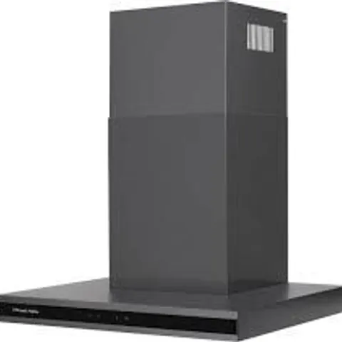 BOXED RUSSELL HOBBS 60CM WIDE BLACK GLASS & DARK STEEL T-SHAPED CHIMNEY COOKER HOOD (1 BOX)