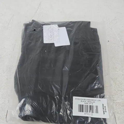 ANGELINA RELAXED SKINNY JEANS – BLACK, UK SIZE 16