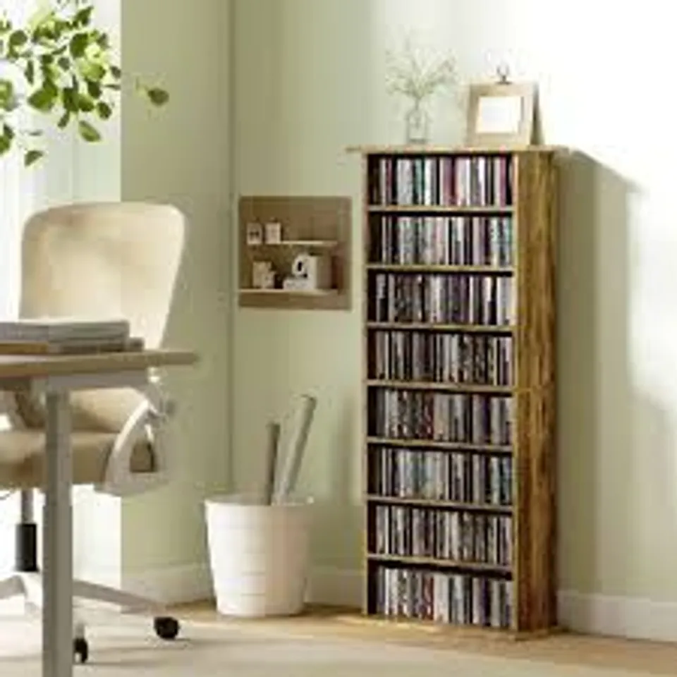 BOXED HOMCOM 360 CD STORAGE UNIT - RUSTIC BROWN (1 BOX)
