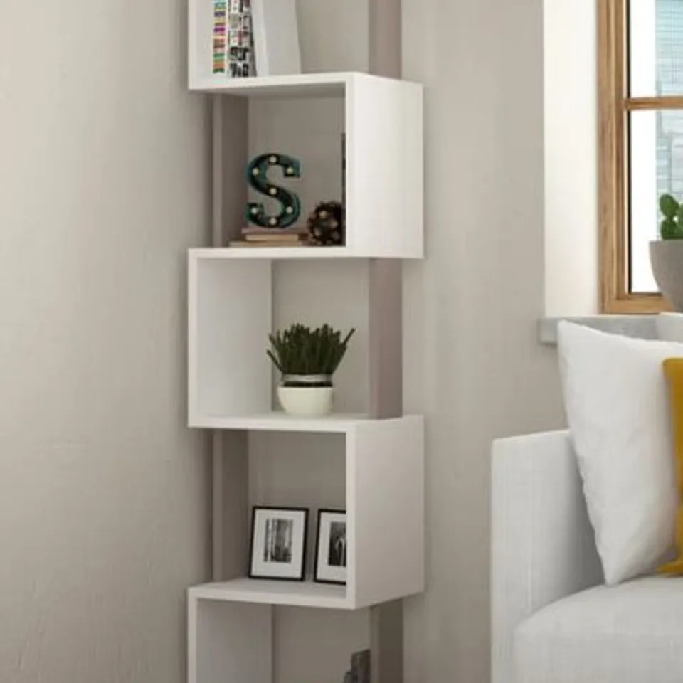 BOXED PIRI BOOKCASE - WHITE - LIGHT MOCHA