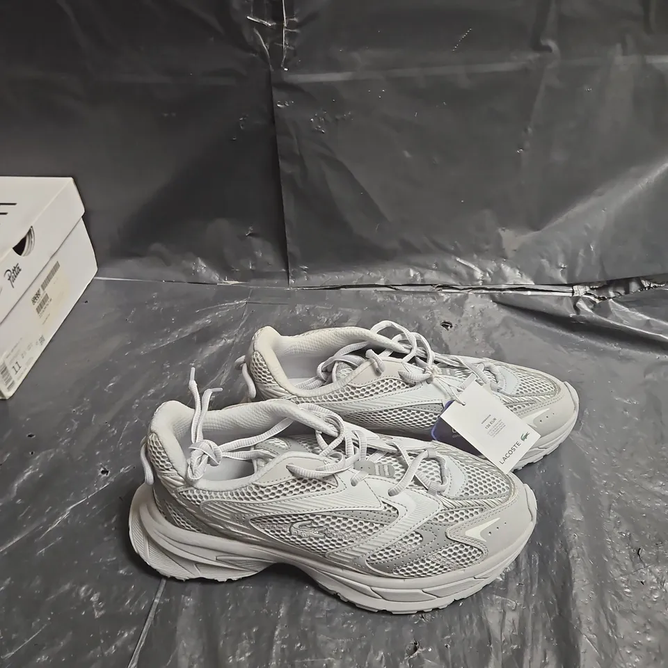 LACOSTE SNEAKERS – WHITE/GREY MESH TRAINERS (MEN'S) UK SIZE 8 .