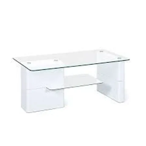BRAND NEW & BOXED REGENT GLASS COFFEE TABLE RECTANGULAR IN WHITE HIGH GLOSS (2 BOXES)