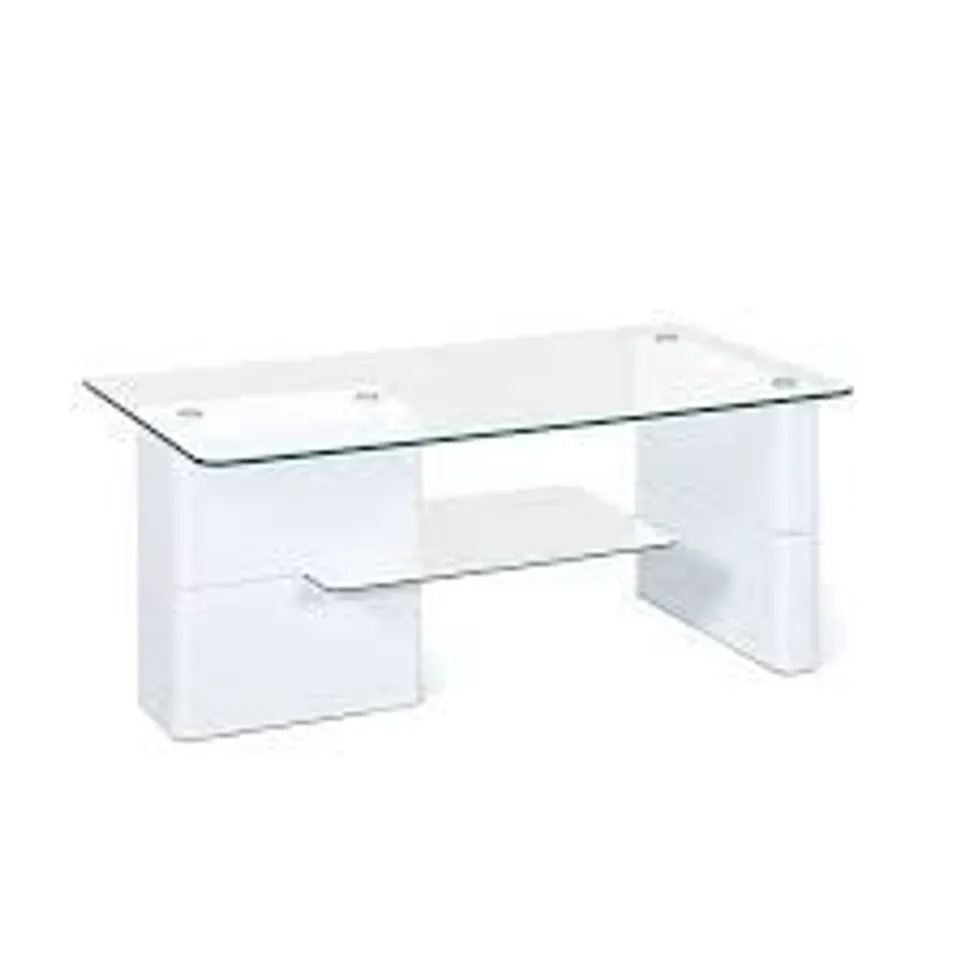 BRAND NEW & BOXED REGENT GLASS COFFEE TABLE RECTANGULAR IN WHITE HIGH GLOSS (2 BOXES)