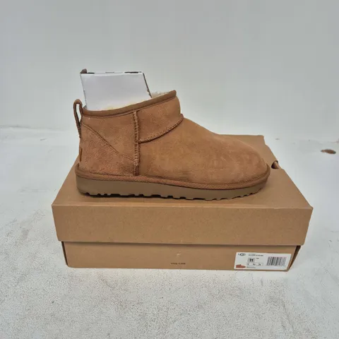 BOXED PAIR OF UGG W CLASSIC ULTRA MINI IN CHESTNUT - UK 9