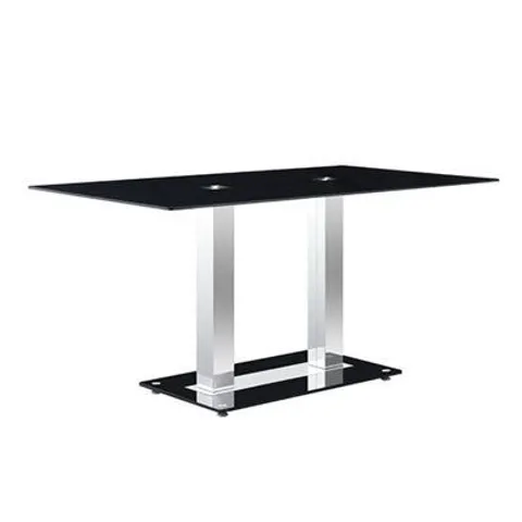 BRAND NEW BOXED JET LARGE BLACK GLASS DINING TABLE - 160cm (3 BOXES)