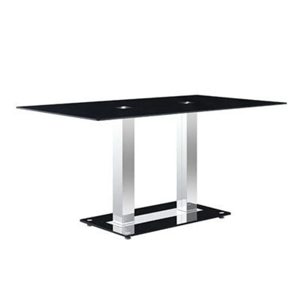 BRAND NEW BOXED JET LARGE BLACK GLASS DINING TABLE - 160cm (3 BOXES)