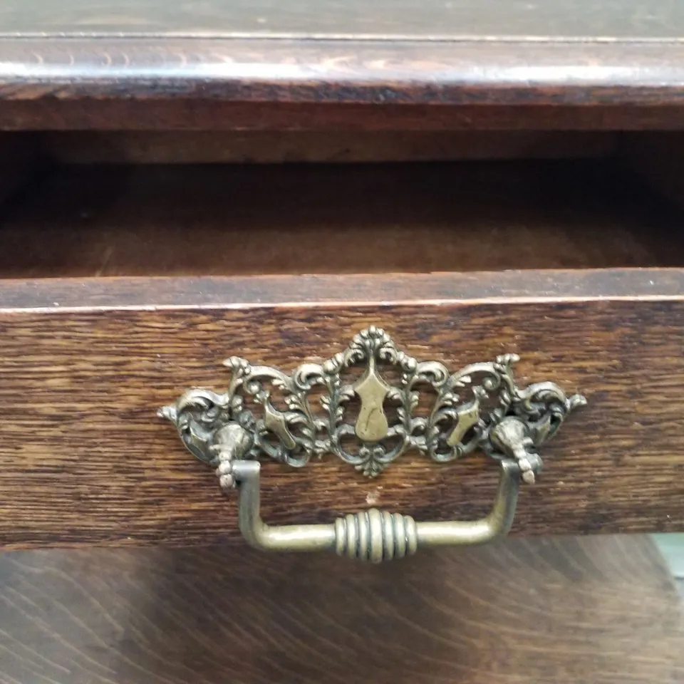 ANTIQUE OAK-VENEER 1-DRAWER SIDE TABLE 