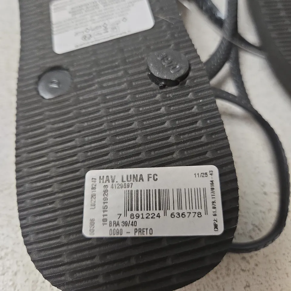 HAVAIANAS BLACK MEN’S FLIP FLOPS – (EU 39–40)