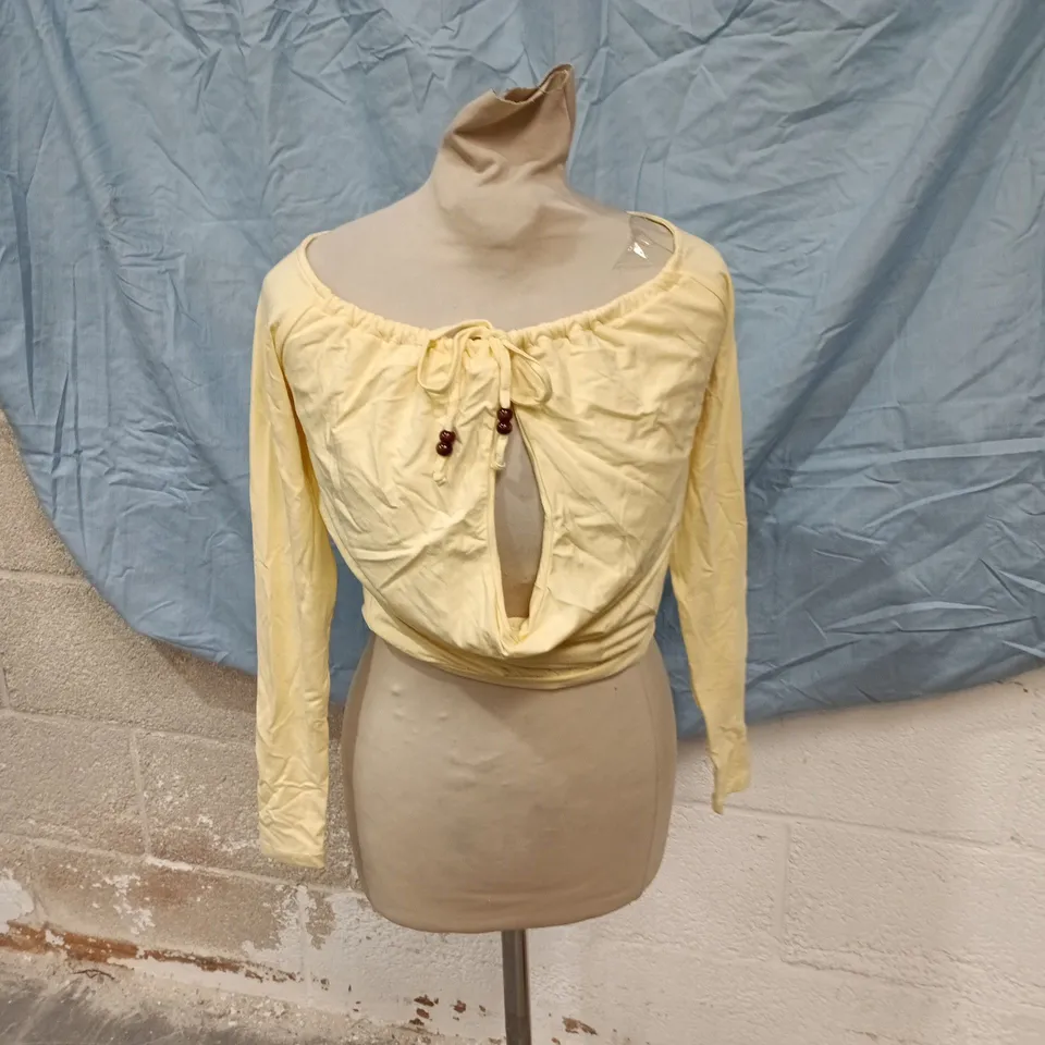 MOTEL LEMON COWL-TOP WITH BEAD TIE – LONG SLEEVE, UK 6 (XS)