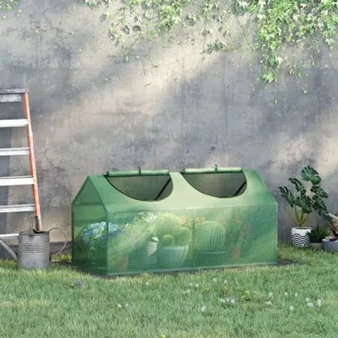 BOXED AHYAN 4FT W X 2FT D MINI GREENHOUSE COLOUR: GREEN