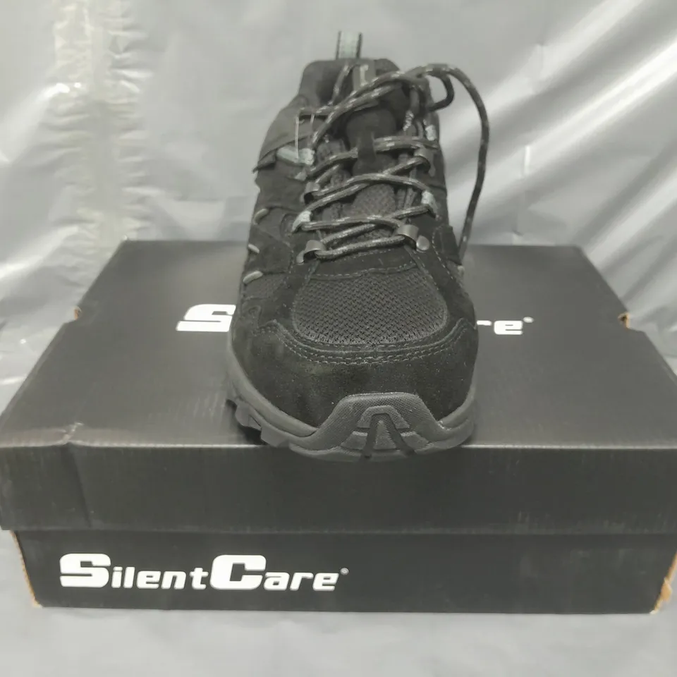 BOXED PAIR OF SILENT CARE SHOES IN BLACK UK SIZE 9