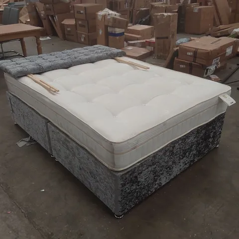 DESIGNER DIVAN BED SET SIZE: DOUBLE (4'6) COLOUR:SILVER STORAGE TYPE: 4-DRAWERS