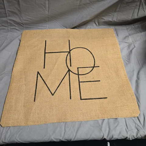 5 X SET OF 4 OCEAN HOME CUSHION COVER – 50 X 50 CM – BEIGE BURLAP WITH 'HOME' GRAPHIC AND LOVE GRAPHIC 