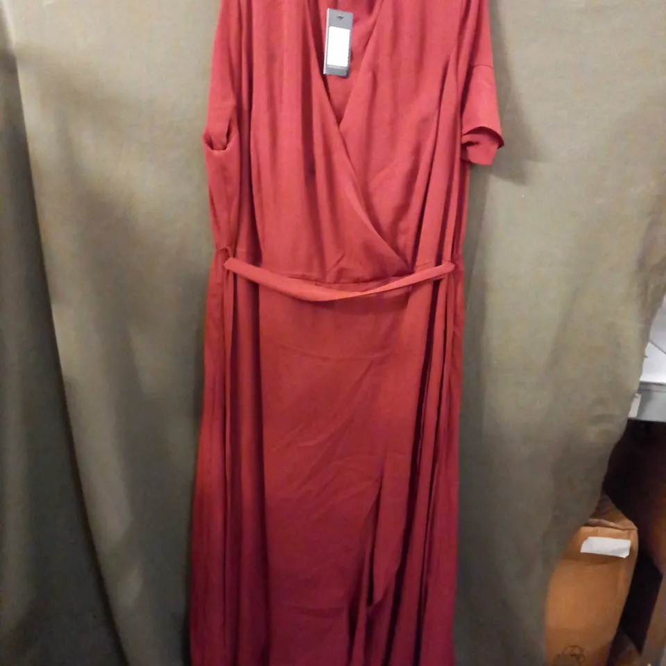 CITY CHIC MAXI FLUTTER ME SHORT SLEEVE DRESS IN GINGER - XL