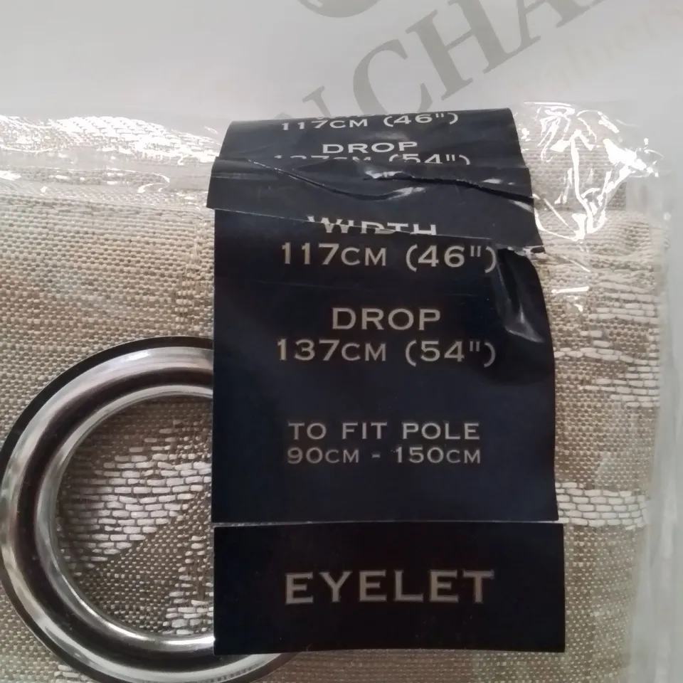 BAGGED CURTINA FULLY LINED LUXURIOUS EYELET CURTAINS  // 46" X 54"  -NATURAL-