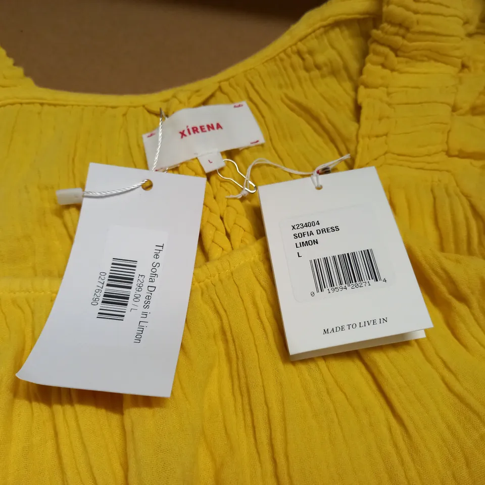 XIRENA LINEN SOFIA DRESS IN YELLOW - L