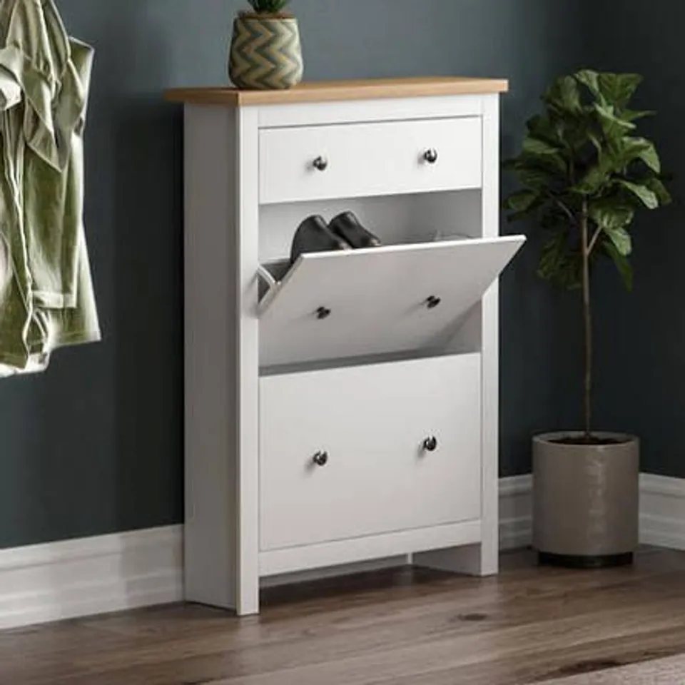 BOXED LASSIC ARLINGTON SHOE CABINET WHITE (1 BOX)