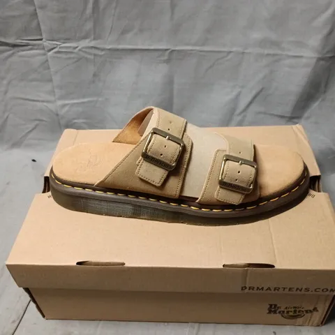 DR. MARTENS SUEDE SANDALS – BEIGE WITH TWO BUCKLE STRAPS SIZE 10