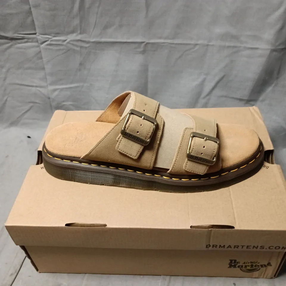 DR. MARTENS SUEDE SANDALS – BEIGE WITH TWO BUCKLE STRAPS SIZE 10