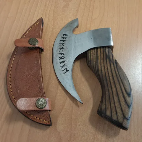 NORDIC THEMED 6" HAND AXE WITH SHEATH 