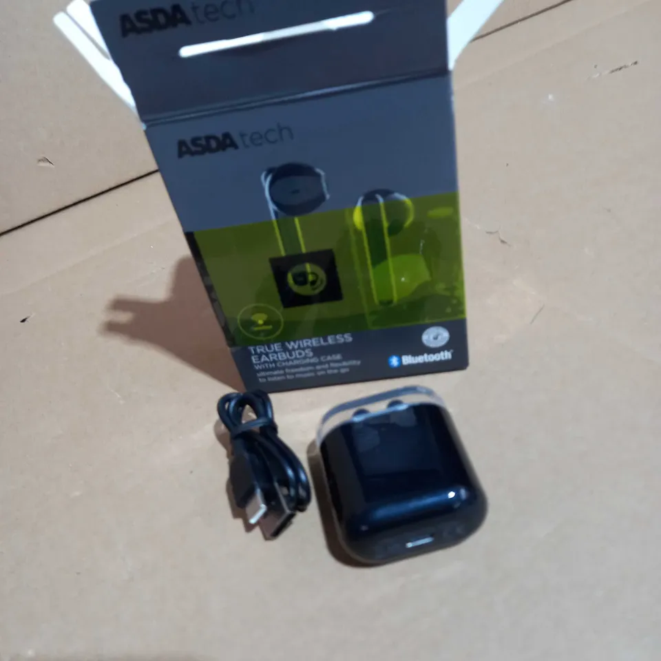 ASDA TECH BLUETOOTH TRUE WIRELESS EARBUDS  - BLACK