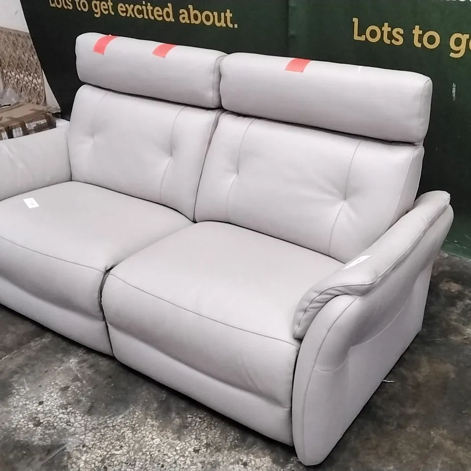 QUALITY ITALIAN DESIGNER PLUTONE POWER RECLINER SOFA IN WHITE GREY LEATHER