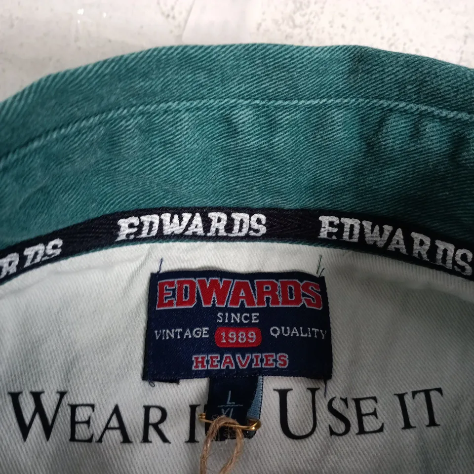 EDWARDS HEAVIES POLO SHIRT – AQUA/NAVY – SIZE L/XL – STYLE ED34