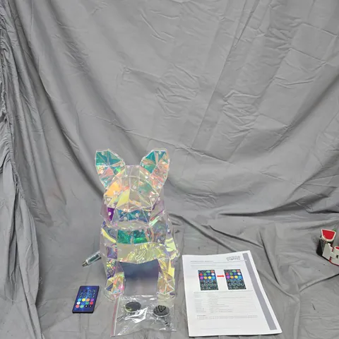 HOLOGRAPHIC CRYSTAL DOG LED LAMP WITH REMOTE – COLOUR-CHANGING HOME DECOR .SANTA EXPRESS LED IRIDESCENT MULTI FUNCTION SHAPES FRENCH BULLDOG . NOT TESTED .