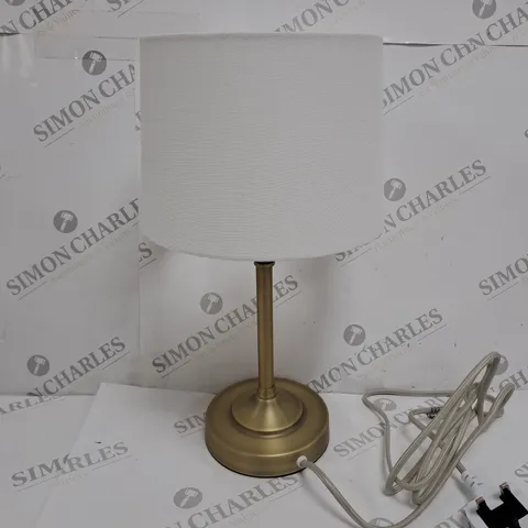 BOXED JOHN LEWIS ISABLE 3 STAGE TOUCH CONTROL TABLE LAMP IN ANTIQUED BRASS FINISH AND LINEN SHADE