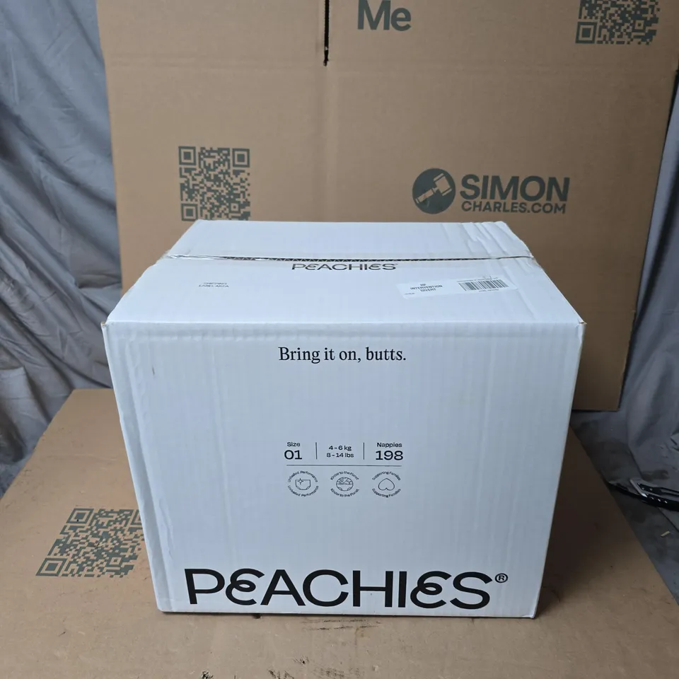 PEACHIES BABY NAPPIES SIZE 01 – 198 NAPPIES (4–6 KG), BOXED