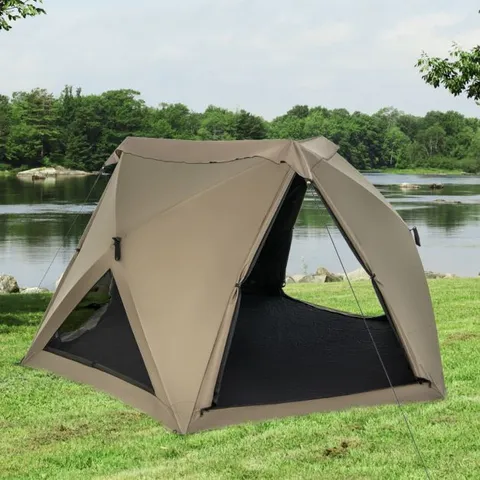 BOXED COSTWAY OLIVE GREEN 6 SIDED FAMILY TENT WITH RAINFLY AND SKYLIGHT