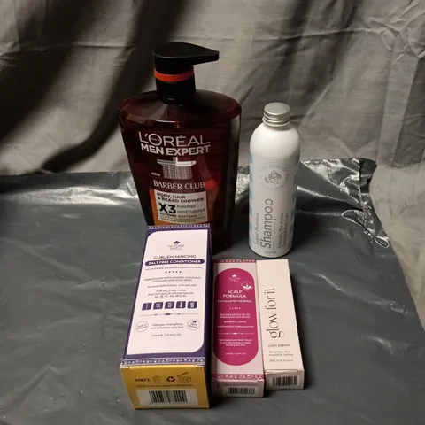 APPROXIMATELY 20 ASSORTED COSMETIC ITEMS INCLUDING LOREAL MEN EXPERT BARBER CLUB SHOWER GEL, GLOW FOR IT LASH SERUM, NATURE SPELL SALT FREE CONDITIONER, SEAWEED HAIR CARE