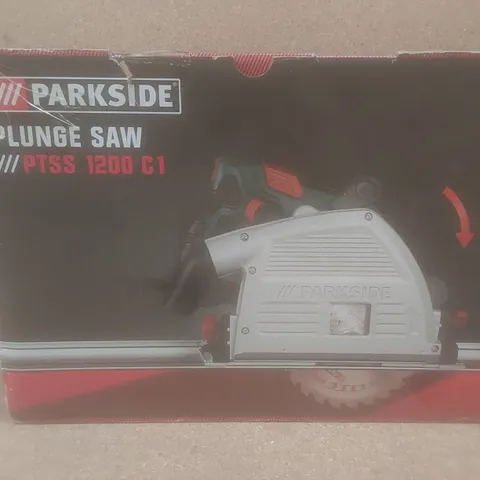 BOXED PARKSIDE PLUNGE SAW WITH ALUMINIUM GUIDE RAIL TRACK 1200W // MODEL: PTSS 1200 C1