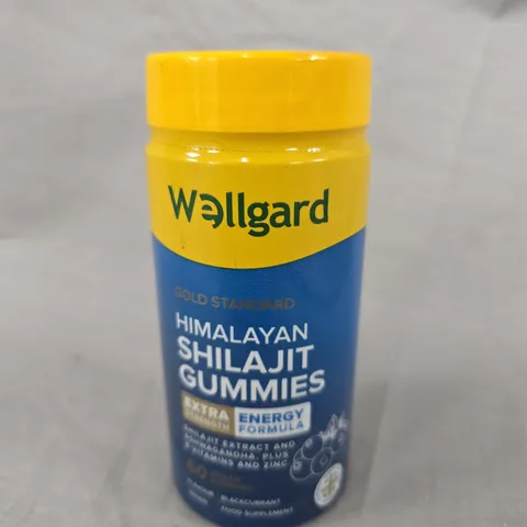 WELLGARD HIMALAYAN SHILAJIT GUMMIES – ENERGY FORMULA, BLUE BOTTLE WITH YELLOW CAP, 80 GUMMIES, BLACKCURRANT FLAVOUR