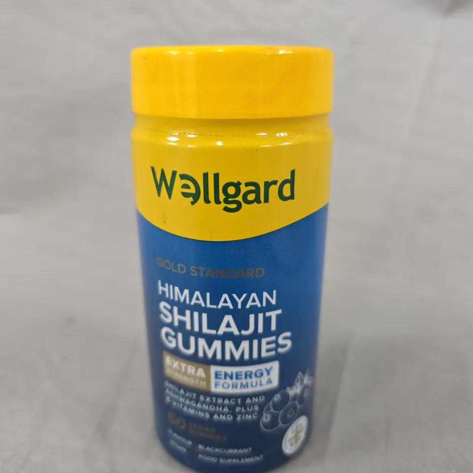 WELLGARD HIMALAYAN SHILAJIT GUMMIES – ENERGY FORMULA, BLUE BOTTLE WITH YELLOW CAP, 80 GUMMIES, BLACKCURRANT FLAVOUR