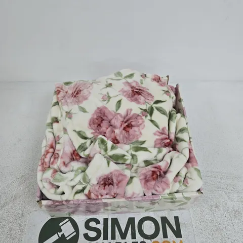 FLORAL THROW BLANKET – PINK FLOWERS, BOXED