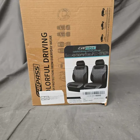 BOXED CARPASS CAR SEAT COVERS IN BLACK/GREY 