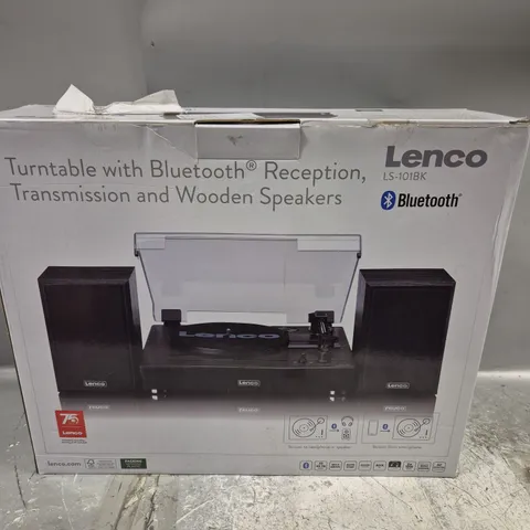 BOXED LENCO BLUETOOTH TURNTABLE WITH SPEAKERS LS-101BK