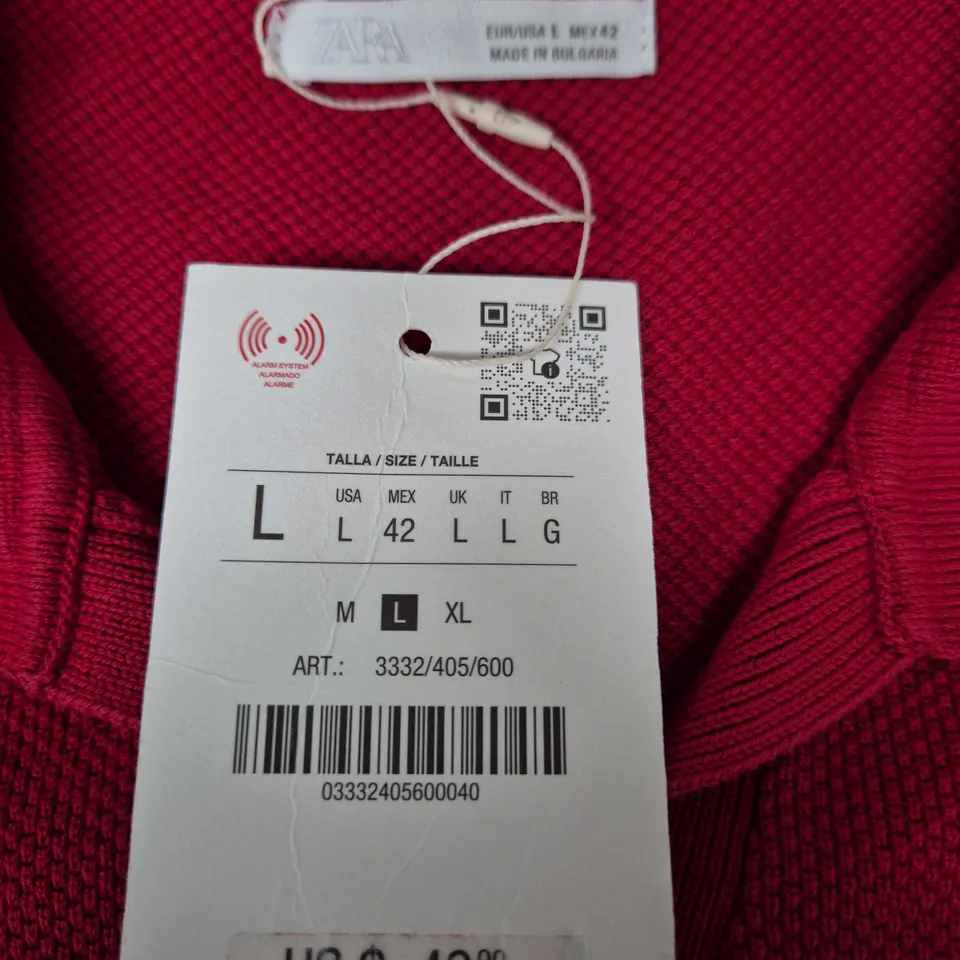 Zara Red Knit Polo Top – Size L (EU 42)