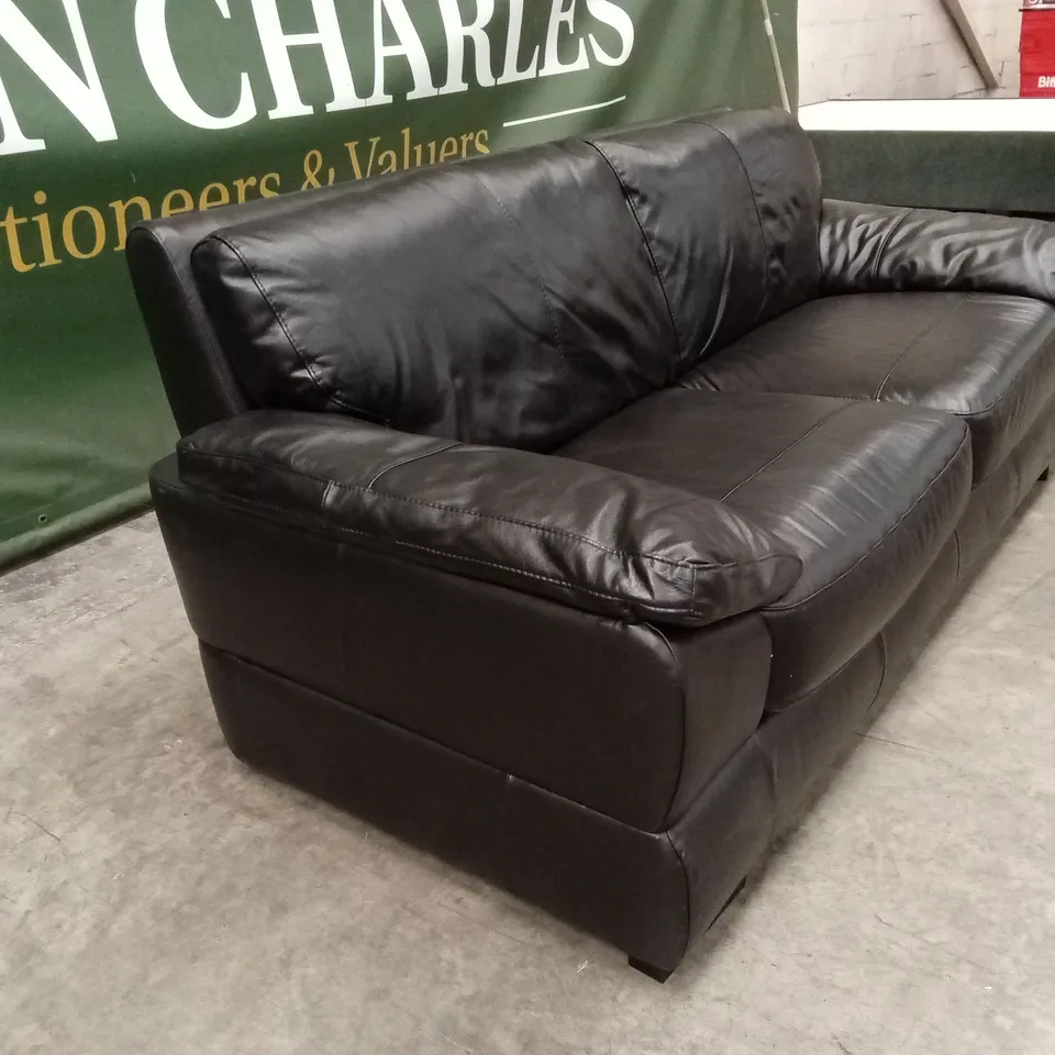 MARLOW ITALIAN LEATHER 3 SEATER SOFA - BLACK RRP £1399