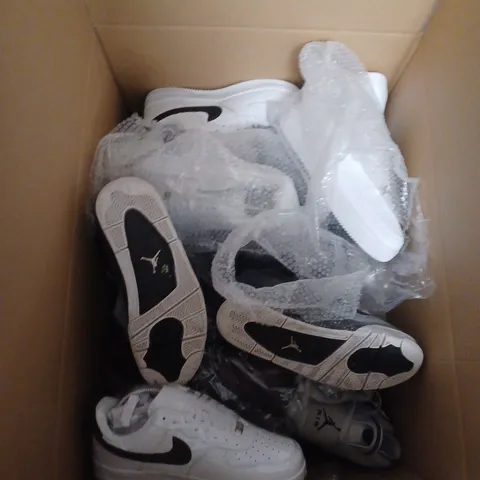 BOX OF APPROXIMATELY 6 PAIRS OF ASSORTED SHOES IN VARIOUS COLOUR, STYLES AND SIZES