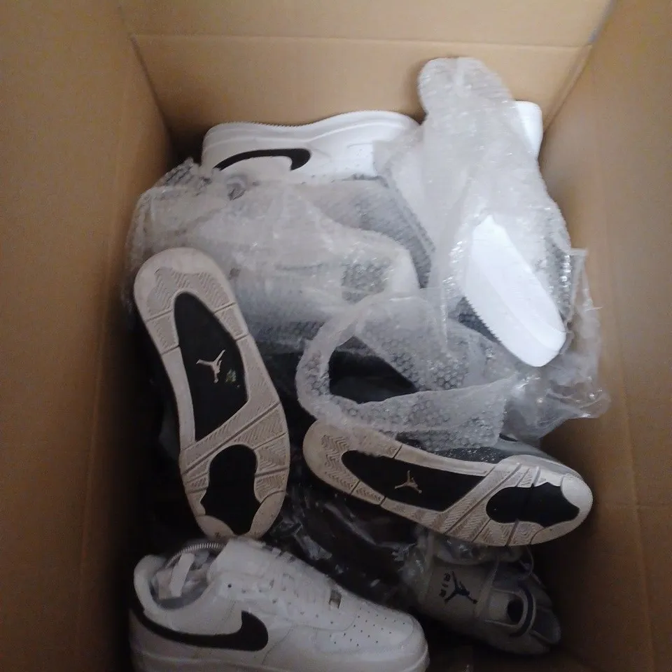 BOX OF APPROXIMATELY 6 PAIRS OF ASSORTED SHOES IN VARIOUS COLOUR, STYLES AND SIZES