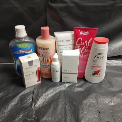 APPROXIMATEY 20 ASSORTED HEALTH AND BEAUTY PRODUCTS TO INCLUDE - DOVE BODY WASH - MEDIK8 GENTLE CLEANSE - UMBERTO GIANNINI CURL JELLY CARE DE-FRIZZ CONDITIONER - ETC