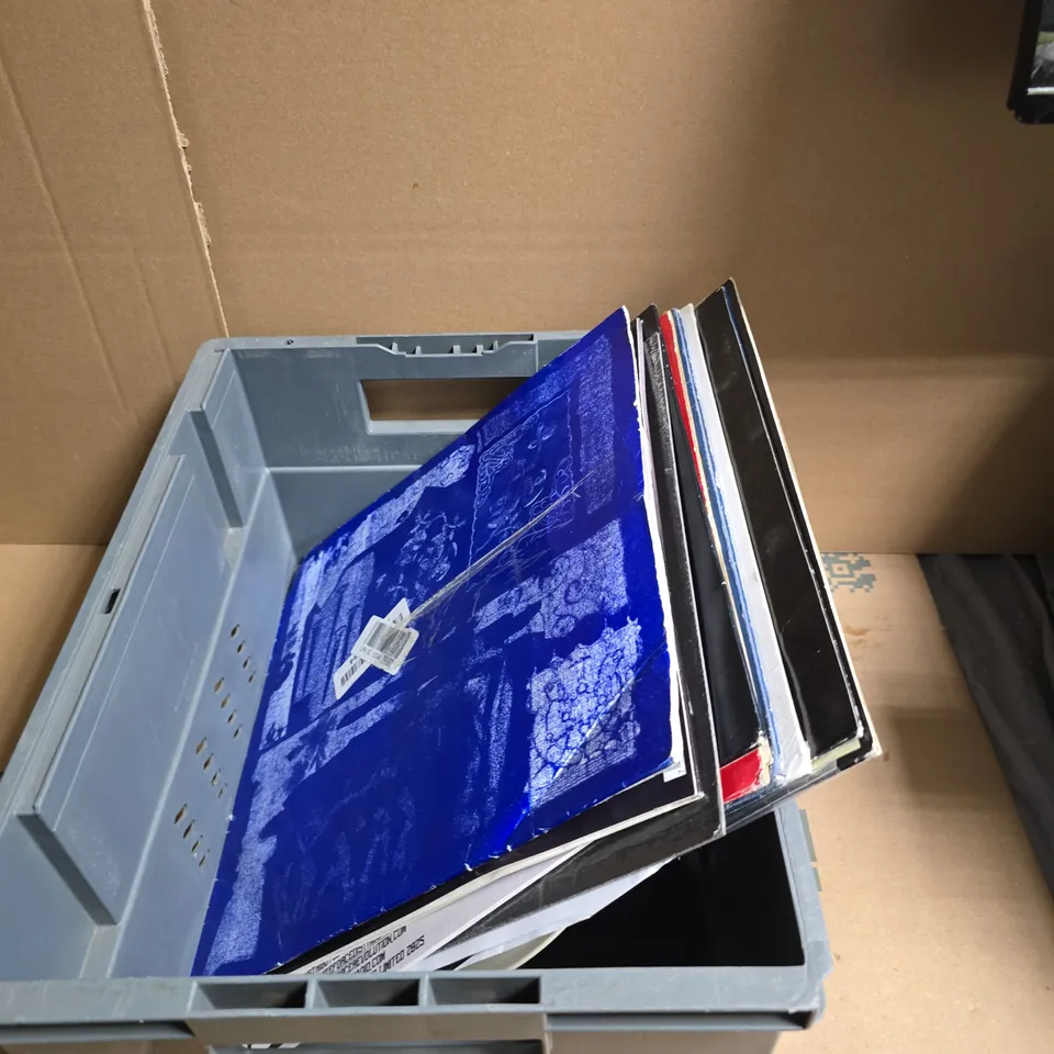 APPROXIMATELY 10 ASSORTED VINYLS INCLUDING THE CURE , PAZ POOBA , THE WHITE RABBIT VOL1 AND HOODED FANG