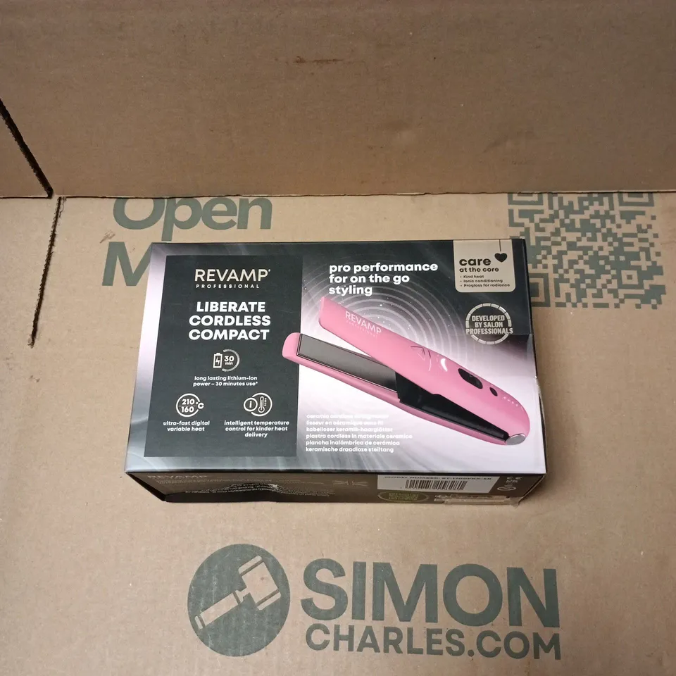 REVAMP PROFESSIONAL LIBERATE CORDLESS COMPACT HAIR STRAIGHTENER – PINK