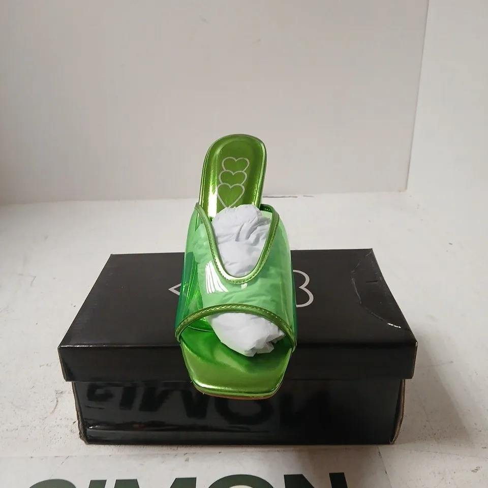 WOMEN'S GREEN TRANSPARENT HIGH-HEELED SANDALS UK 6