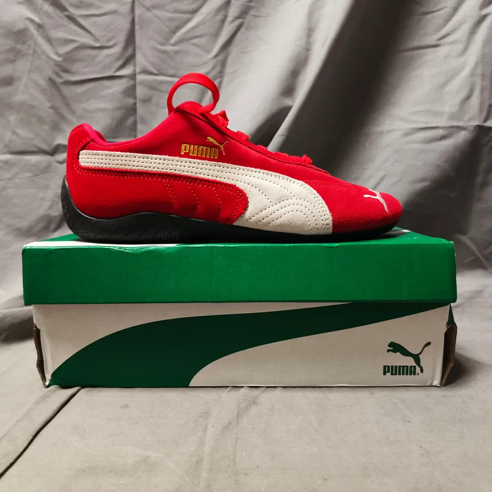 BOXED PAIR OF PUMA SPEEDCAT OG SHOES IN RED/WHITE SIZE UK 6