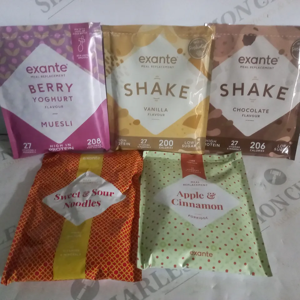 BOX OF EXANTE 4 WEEK PACK OF ASSORTED FOOD MEAL REPLACEMENTS