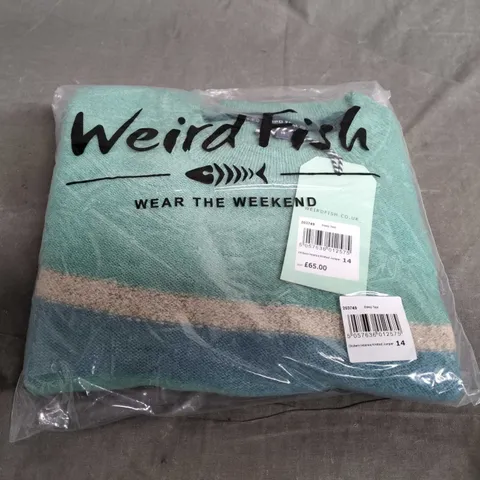 WEIRD FISH CHILTERN INTARSIA KNITTED JUMPER – DEEP TEAL – UK 14